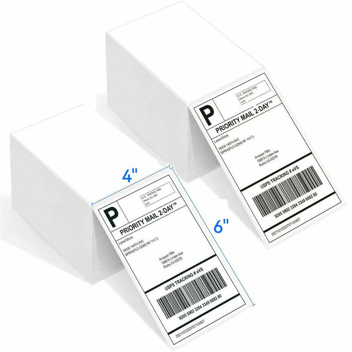 1000 x White Fanfold Thermal Printer Address Labels 4x6" (102x152mm)