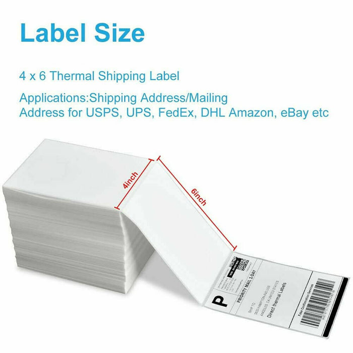 1000 x White Fanfold Thermal Printer Address Labels 4x6" (102x152mm)