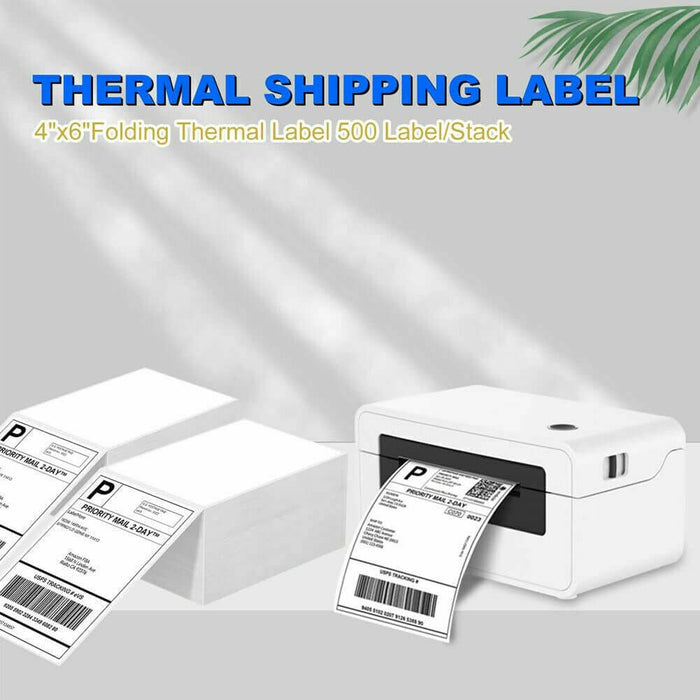 1000 x White Fanfold Thermal Printer Address Labels 4x6" (102x152mm)