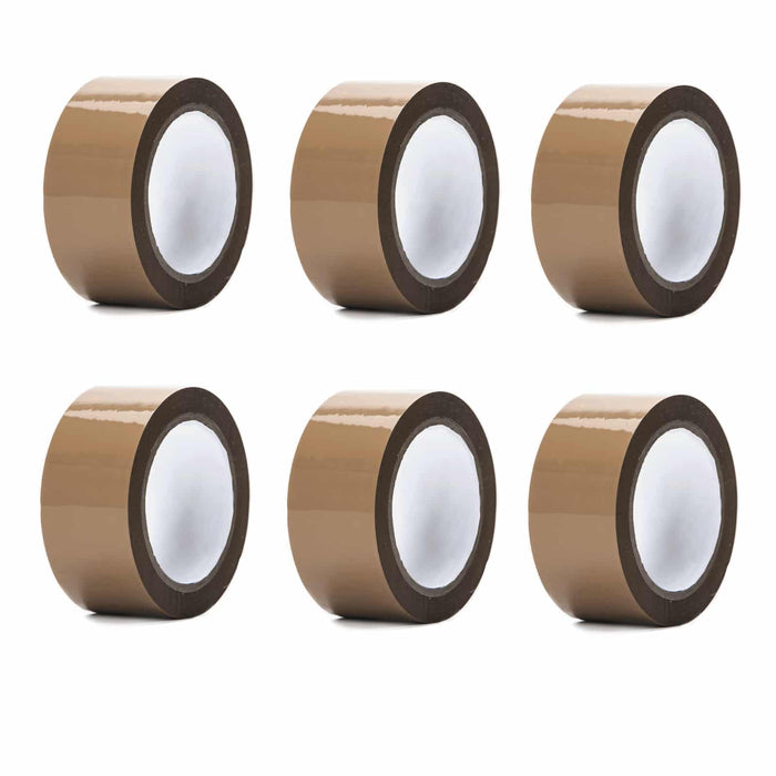 Tape Pack of 6 Rolls, 48mm x 66m Heavy-Duty Parcel Tape with Reliable Sticky Seal