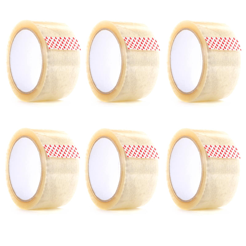 Tape Pack of 6 Rolls, 48mm x 66m Heavy-Duty Parcel Tape with Reliable Sticky Seal