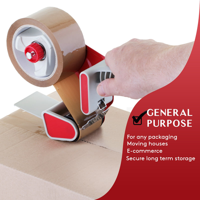 Tape Pack of 6 Rolls, 48mm x 66m Heavy-Duty Parcel Tape with Reliable Sticky Seal